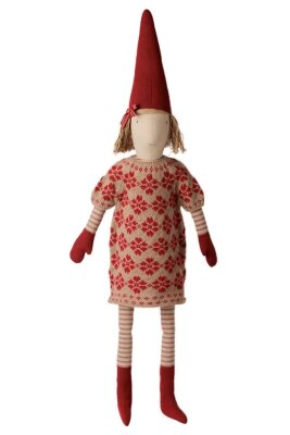 Maileg Schlenkerpuppe Pixy Größe 5  Mädchen mit gestreiftem Blumenkleid