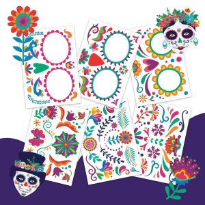Kindertattoos Dia delos muertos Halloween Gesichtssticker