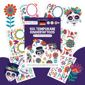 Kindertattoos Dia delos muertos Halloween Gesichtssticker