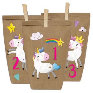 Adventskalender Tüten mit Einhornmotiven