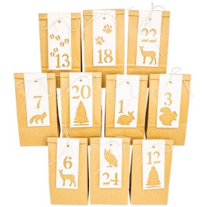 Adventskalender mit Cutout - Anhängern Waldtiermotive