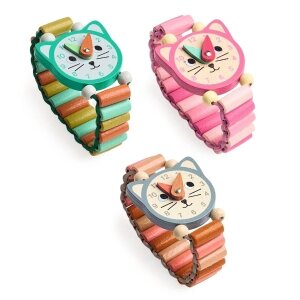 Kinderuhren aus  Holz mit elastischem Armband