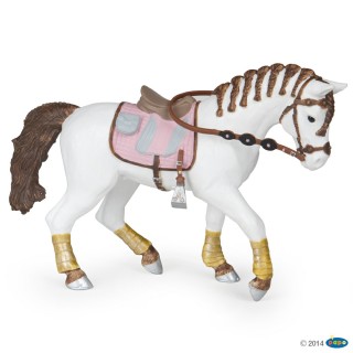 Pferd mit rosa Sattel und geflochtener Mähne von Papo