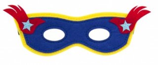Blau-gelbe Filz Heroe Masken von Global Affairs  mit rotem Blitz