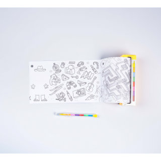 Pocket Game Ausmalposter Mini für unterwegs - 1 Meter Ausmalpapier plus Stift mit acht Farben von OMY