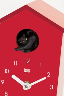 Kookoo Animal house - eine Wanduhr für´s Kinderzimmer mit verschiedenen Tierlauten AnimalHouse rot