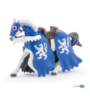 Pferd des Löwenritters mit Lanze, blau