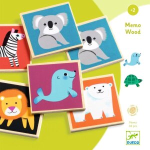 Memo Wood aus Holz mit bunten Bildern ab 2 Jahre von Djeco