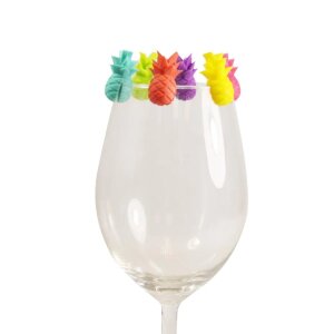 Glasmarker in Form von bunten Ananas
