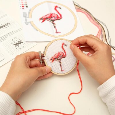 Mini Kreuzstich-Stickerei Set Flamingo