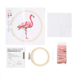 Mini Kreuzstich-Stickerei Set Flamingo