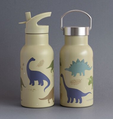 MNSRUU Dinosaurier Camouflage Wasserflasche - 20 Oz (600 Ml) Edelstahl Isoliert Mit Strohhalm