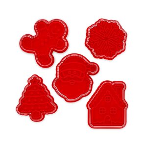 5 Weihnachtliche Keksausstecher mit Stempel von Legami