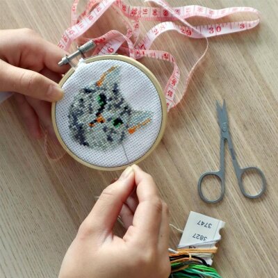 Mini Kreuzstich-Stickerei Set Katze