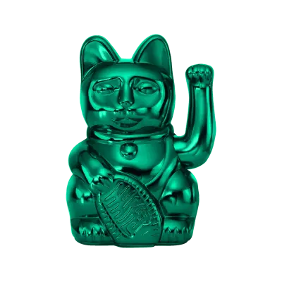 Lucky Cat Winkekatze blaugrün glänzend
