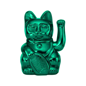 Lucky Cat Winkekatze blaugrün glänzend
