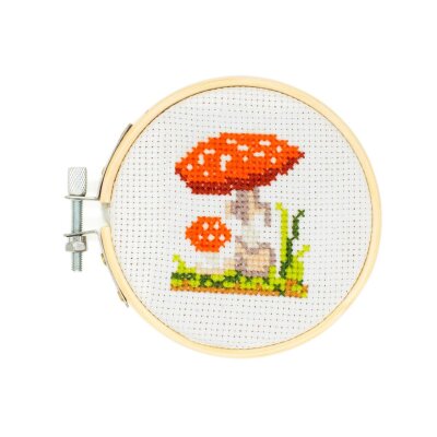 Mini Kreuzstich-Stickerei - Pilz Mushroom