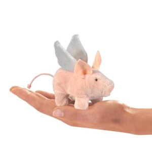 Mini Schwein mit Flügeln als Fingerpuppe