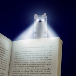 Leselicht und Lesezeichen Katze