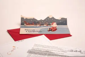 Pop up Grußkarte Weihnachtsmann mit Schlitten und...