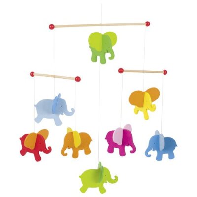 Mobile bunte Elefanten aus Holz von Goki