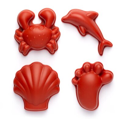 Scrunch Sandkasten Förmchen  4er Set cherry red