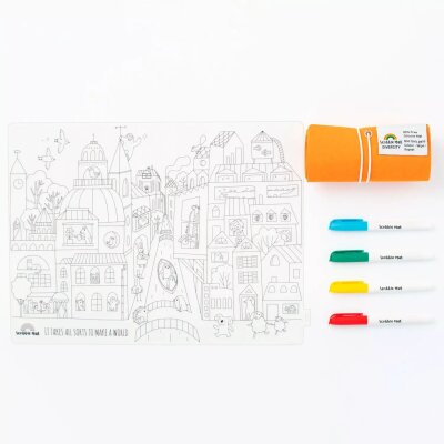 Scribble Matte orange mit 4 Farbstiften - Divesity