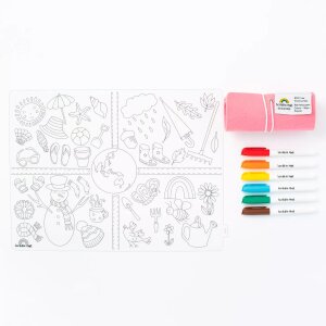Scribble Matte Zeichenmatte aus Silikon mit 6 Farbstiften...