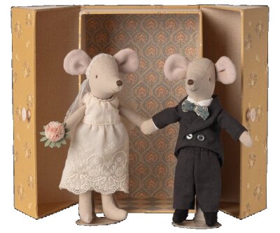 Hochzeitsmäuse Paar in Box, Mama und Papa von Maileg