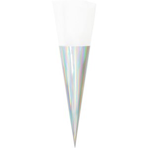 Schultüte mit Tüllverschluss,  irisierend Glitter-Weiß von Rico Design, 70cm