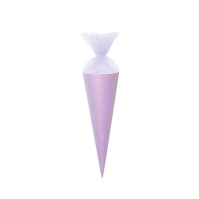 Schultüte mit Tüllverschluss, Glitter-Violett von Rico Design, 35 cm