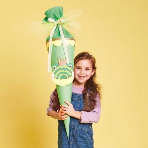 Schultüte mit Filzverschluss in Grün von Rico Design, 70 cm