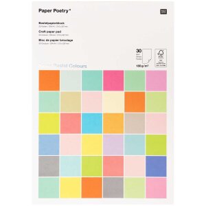 Bastelblock  mit 30 Blatt pastelligen festen Papier 180g/m2