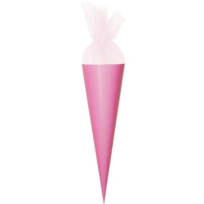 Schultüte mit Tüllverschluss, Glitter-Pink von Rico Design, 35 cm