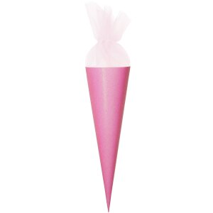 Schultüte mit Tüllverschluss, Glitter-Pink von...