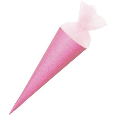 Schultüte mit Tüllverschluss, 70 cm, Glitter-Pink, FSC Recycled