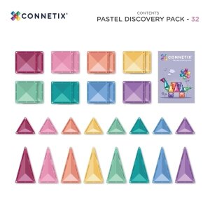 Connetix Magnetbausteine Pastel, Discovery Pack 32 Teile